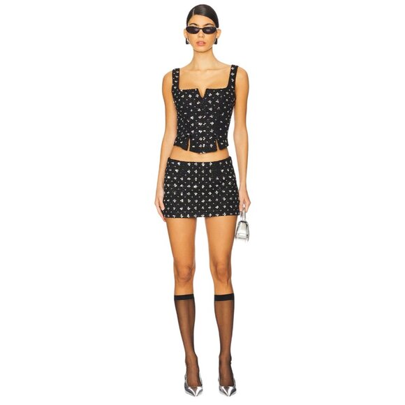 GUIZIO Arlo Corset in Black Medium New Womens Sequin Sleeveless Tank Top - Picture 5 of 17